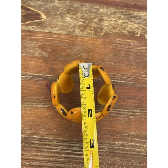 Tagua Nut Wide Cuff Bracelet Orange Almond Shape Handmade Ecuador - Picture 10 of 10